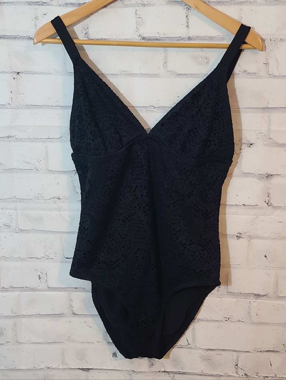 Mossimo black crochet one piece Swimsuit large